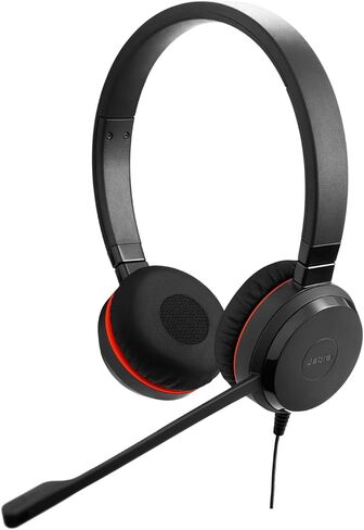 Jabra Evolve 20 SE SELED DUAL-OER مع ميكروفون للعمل ، وسماعات الرأس السلكية USB-A و USB-C ، تعمل مع منصات الاجتماعات عبر الإنترنت ، والراحة على الأذن ، وتتصل بأجهزة الكمبيوتر المحمولة وأجهزة iPhone & Android in Saudi Arabia