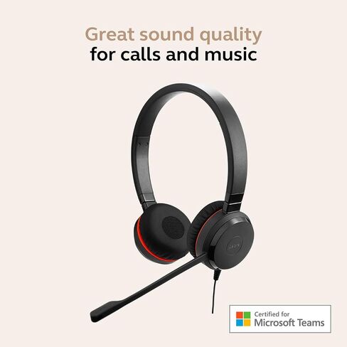 Jabra Evolve 20 SE SELED DUAL-OER مع ميكروفون للعمل ، وسماعات الرأس السلكية USB-A و USB-C ، تعمل مع منصات الاجتماعات عبر الإنترنت ، والراحة على الأذن ، وتتصل بأجهزة الكمبيوتر المحمولة وأجهزة iPhone & Android in Saudi Arabia