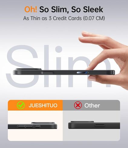 Jueshituo Magnetic Slim Case لـ iPhone 17 Pro (6.3 ") ، غطاء محكم الكمبيوتر الشخصي الرقيق غير اللامع ، Case iPhone 17 Pro مع Magsafe ، Black in Kuwait