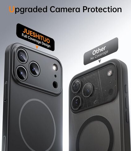 Jueshituo Magnetic Slim Case لـ iPhone 17 Pro (6.3 ") ، غطاء محكم الكمبيوتر الشخصي الرقيق غير اللامع ، Case iPhone 17 Pro مع Magsafe ، Black in Kuwait