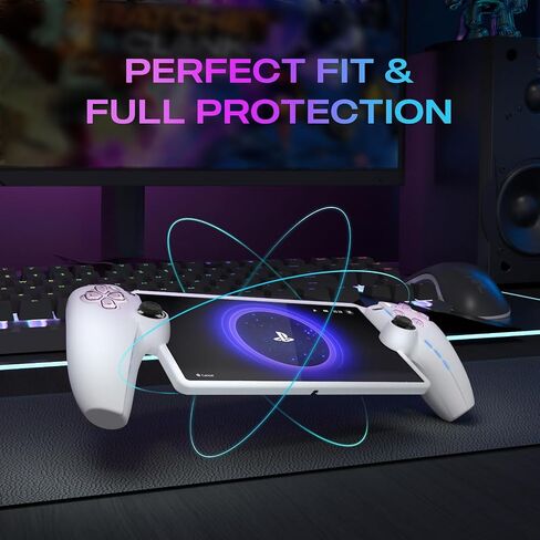 JCHOUS Protective Case for PlayStation Portal, 8 Thumb Grip Caps + 2 Precision Ring for Soft Silicone PlayStation Portal Case, White in Saudi Arabia
