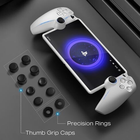 JCHOUS Protective Case for PlayStation Portal, 8 Thumb Grip Caps + 2 Precision Ring for Soft Silicone PlayStation Portal Case, White in Saudi Arabia