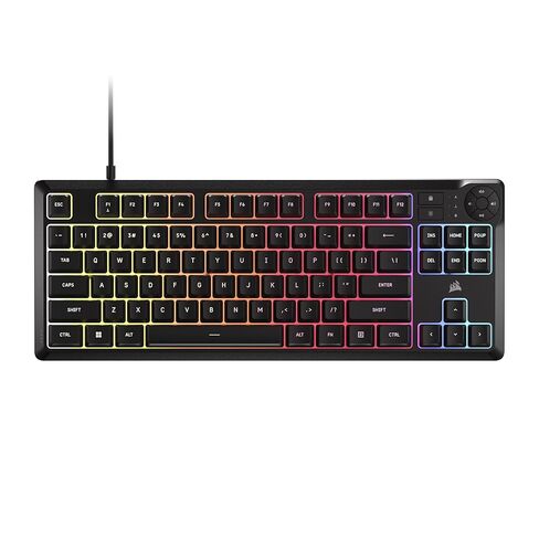 Corsair K55 Core TKL RGB Gaming Keyboard-Tenkeyless ، 8-Zone RGB ، مفاتيح الأغشية الهادئة ، مقاومة الانسكاب ، مفاتيح الوسائط ، 1000 هرتز-تخطيط NA-أسود in Saudi Arabia