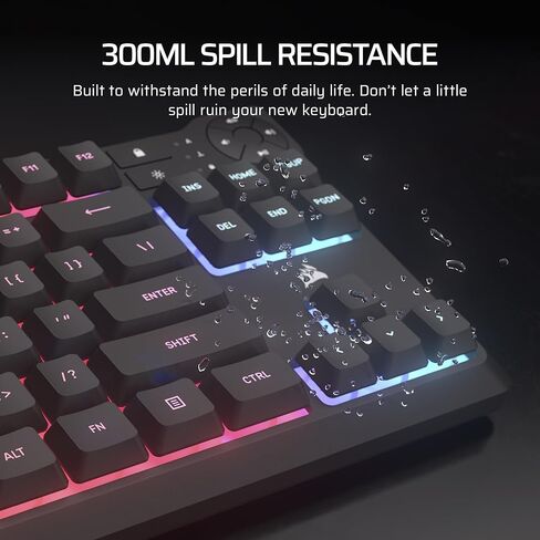 Corsair K55 Core TKL RGB Gaming Keyboard-Tenkeyless ، 8-Zone RGB ، مفاتيح الأغشية الهادئة ، مقاومة الانسكاب ، مفاتيح الوسائط ، 1000 هرتز-تخطيط NA-أسود in Saudi Arabia
