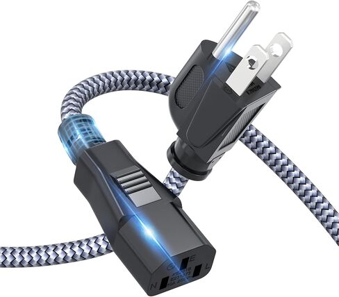 سلك الطاقة ، أسماك المرمى 10A 18AWG AC Cable 10ft (3M) NYLON BRAIDER 3 PRONG POWER COLLED CABLE POWER CABID in Kuwait