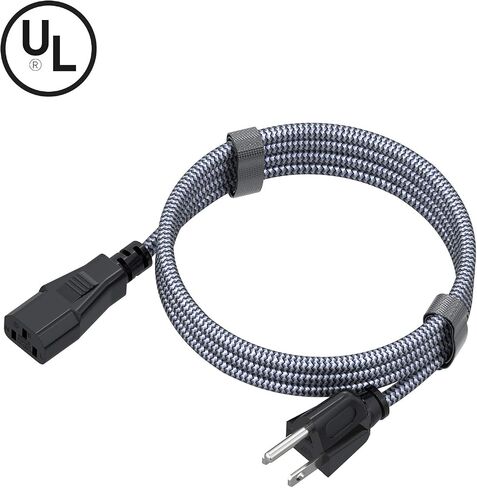 سلك الطاقة ، أسماك المرمى 10A 18AWG AC Cable 10ft (3M) NYLON BRAIDER 3 PRONG POWER COLLED CABLE POWER CABID in Kuwait