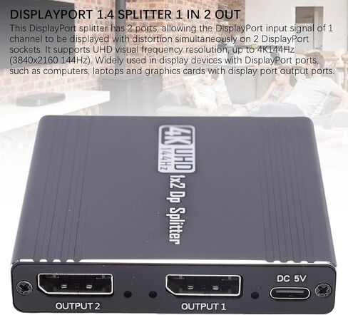 Sanpyl DisplayPort إلى DisplayPort Dlitter ، فاصل 4K 144Hz ، دعم وضع MST Mirror الموسع لكمبيوتر الكمبيوتر الشخصي in Saudi Arabia