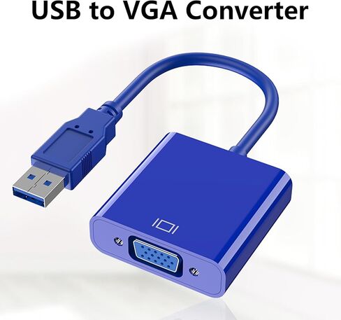 USB to VGA Converter Cable USB3.0 Adapter for PC and Laptops with 1920x1080 Display Capability Insert and Play Travel Friendly in Kuwait