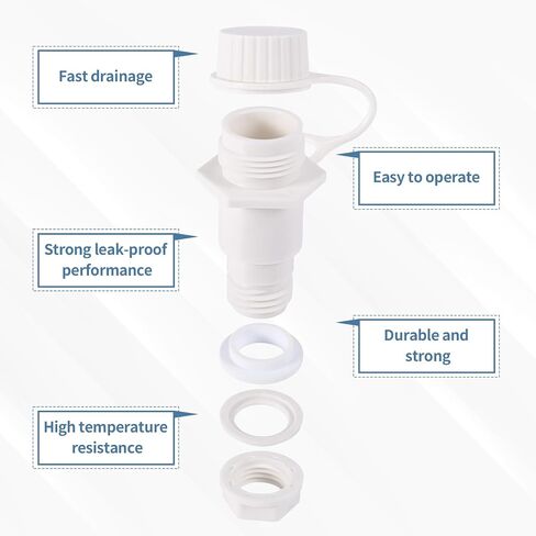 BOXOB Cooler Drain Plug Kit for Igloo, Threaded Drain Plug with Plastic Tethered Cap for Cooler Replacement Parts and Accessories Anti-Leak Compatible with Igloo 50-165 Qt(White) in Saudi Arabia