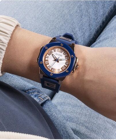 GUESS Ladies 38mm Watch - Pink Strap Pink Dial Two-Tone Case in Saudi Arabia