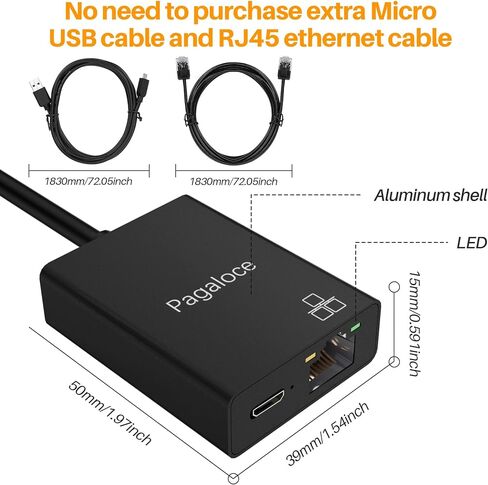 Micro USB to RJ45 Ethernet Adapter，100 Mbps,Compatible with Fire TV Stick 4K/5K Max and More in Kuwait