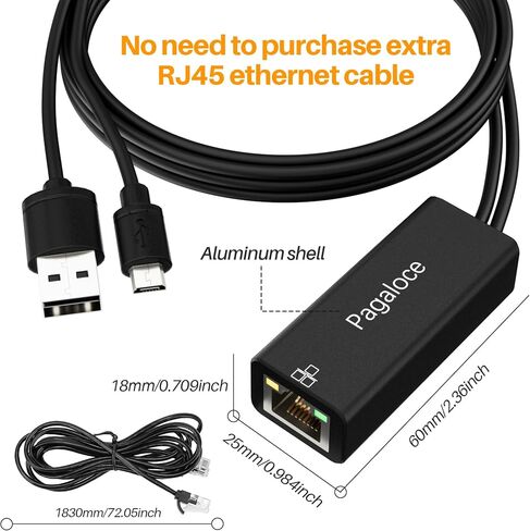 Micro USB to RJ45 Ethernet Adapter，100 Mbps,Compatible with Fire TV Stick 4K/5K Max and More in Kuwait