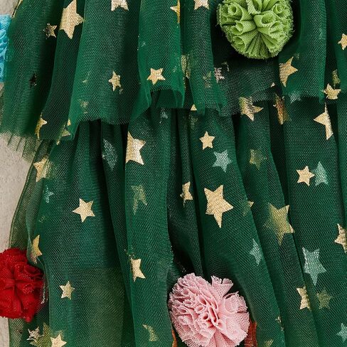 Toddler Baby Girl Christmas Outftis Star Sequin Sleeveless Layered Tulle Tutu Dress Plush Ball Green X-mas Tree Dress in Saudi Arabia