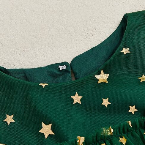Toddler Baby Girl Christmas Outftis Star Sequin Sleeveless Layered Tulle Tutu Dress Plush Ball Green X-mas Tree Dress in Saudi Arabia
