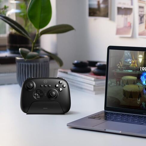 وحدة تحكم Bluetooth Ultimate 8Bitdo مع شحن Dock من أجل التبديل/التبديل 2 ، Windows Steam Deck & PC ، 2.4G اللاسلكي Pro Gamepad مع أزرار الظهر ، Hall Effect Bowsticks (Black) in Kuwait