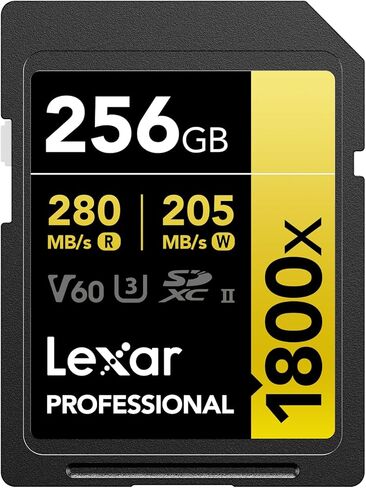 Lexar SD Card 256GB Professional 1800x SDXC Card Max Read 270MB/s Write 180MB/s UHS-II Class 10 U3 V60 4K Ultra HD Video Shooting Global Version in Saudi Arabia