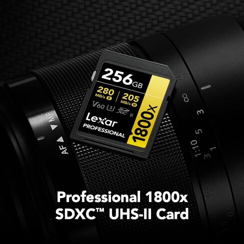 Lexar SD Card 256GB Professional 1800x SDXC Card Max Read 270MB/s Write 180MB/s UHS-II Class 10 U3 V60 4K Ultra HD Video Shooting Global Version in Saudi Arabia
