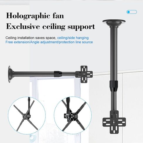 Yunseity 3D Hologram Fan Stand with Base, 3D Advertising Display Ceiling Bracket, Extendable 15.5 to 24 Inches, 8.81lb Load Bearing, Advertising Machine Projector Ceiling Mount Bracket in Saudi Arabia