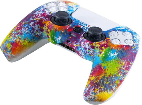 Grip Texture Silicone Skin for PS5 Controller x 2(Painting) with Pro Thumb Grips x 8 in Saudi Arabia