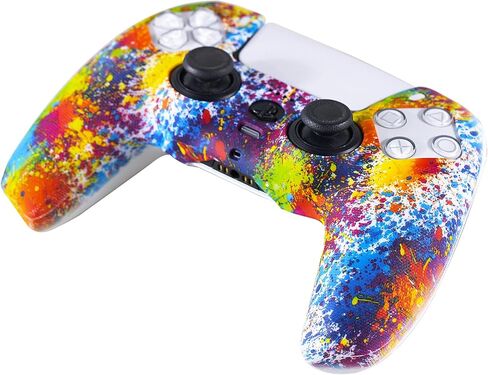 Grip Texture Silicone Skin for PS5 Controller x 2(Painting) with Pro Thumb Grips x 8 in Saudi Arabia