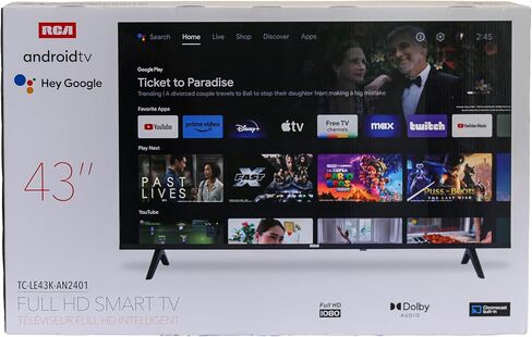RCA 43 بوصة FHD Smart Android TV ، شاشة LED بدون إطار مع HDR10 ، Wi-Fi و Bluetooth ، مساعد Google مدمج في ، متوافق مع Alexa in Saudi Arabia