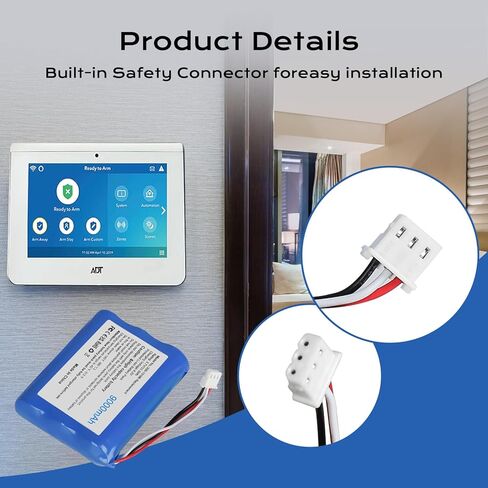 بديلة البطارية 300-10186 لأجهزة ADT Smart Smiture Panel ADT5AIO-1 ADT5AIO-2 ADT5AIO-3 ADT7AIO-1 Honeywell ADT 2X16 AIO Home Security Panel ADT2X16AIO-1 ADT2X16AIO-2 ، 9000MAH ، 3.7V (1PCS) in Saudi Arabia