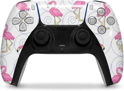 Wraptorskinz الجلد التفاف متوافق مع Sony PS5 Dualsense Controller Flamingos على الأبيض (وحدة تحكم غير مدرجة) in Saudi Arabia