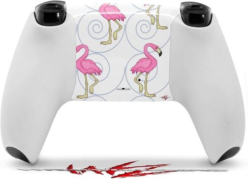 Wraptorskinz الجلد التفاف متوافق مع Sony PS5 Dualsense Controller Flamingos على الأبيض (وحدة تحكم غير مدرجة) in Saudi Arabia