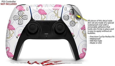 Wraptorskinz الجلد التفاف متوافق مع Sony PS5 Dualsense Controller Flamingos على الأبيض (وحدة تحكم غير مدرجة) in Saudi Arabia