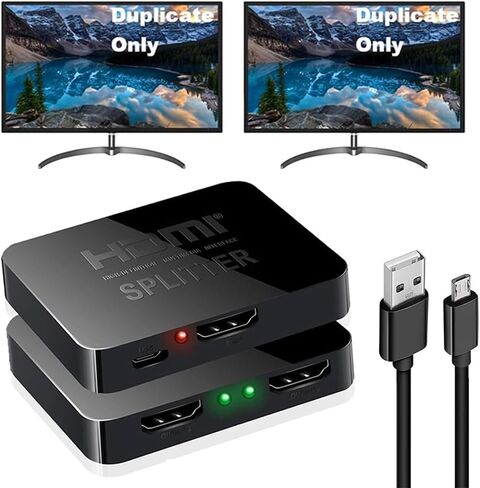 4K HDMI Splitter 1 in 2 Out HDMI Flitter for Dual Sontors Dualited Duplicate Mirror Support HDMI2.0B 60Hz Full 1080p 3D 3D 18.5G Blackbps for Xbox ، PS4 ، Blu-ray Player HDTV in Kuwait
