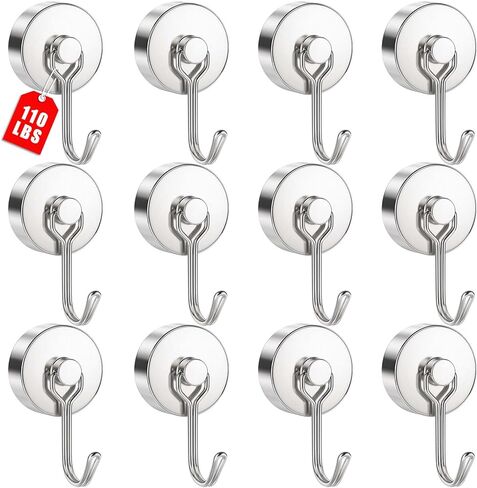 VNDUEEY 4 Pack 110LBS Magnetic Hooks Heavy Duty Neodymium Magnet Hooks for Hanging, Magnets with Hooks, Strong Swivel Magnetic Hooks for Fridge Classroom Garage Cruise in Kuwait
