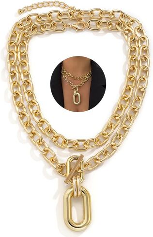 Vcagirest القلائد الطبقات سلسلة مكتنزة تبديل Chocker القلائد قلادة فاسق للنساء والفتيات (الفضة) in Kuwait