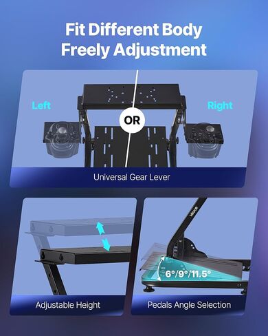 Fevor Racing Wheel Stand ، محاكاة قابلة للضبط وقابلة للطي لـ Logitech G923 G920 G29 G27 ، Thrustmaster T300RS TX F458 T500RS T3PA-PRO (F1/GT) Maming Cockpit ، محاكاة الدواسات غير المدرجة ، Compact in Saudi Arabia