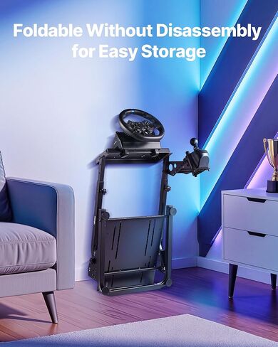 Fevor Racing Wheel Stand ، محاكاة قابلة للضبط وقابلة للطي لـ Logitech G923 G920 G29 G27 ، Thrustmaster T300RS TX F458 T500RS T3PA-PRO (F1/GT) Maming Cockpit ، محاكاة الدواسات غير المدرجة ، Compact in Saudi Arabia