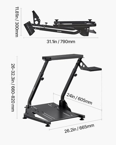 Fevor Racing Wheel Stand ، محاكاة قابلة للضبط وقابلة للطي لـ Logitech G923 G920 G29 G27 ، Thrustmaster T300RS TX F458 T500RS T3PA-PRO (F1/GT) Maming Cockpit ، محاكاة الدواسات غير المدرجة ، Compact in Saudi Arabia