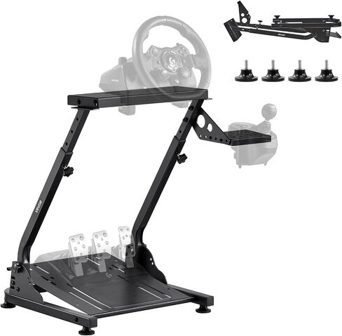 Fevor Racing Wheel Stand ، محاكاة قابلة للضبط وقابلة للطي لـ Logitech G923 G920 G29 G27 ، Thrustmaster T300RS TX F458 T500RS T3PA-PRO (F1/GT) Maming Cockpit ، محاكاة الدواسات غير المدرجة ، Compact in Saudi Arabia