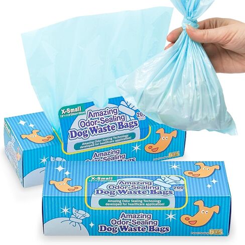 BOS Amazing Odor Sealing Dog Poop Bags - Durable and Unscented [Size: XS, Color: Light Blue] (200 Count, Pack of 1) (200Bags) in Saudi Arabia