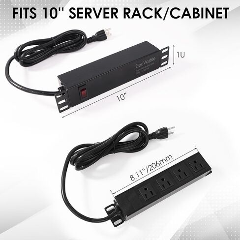 10 inch Rack PDU, 4 Rear Outlets, 1020J Surge Protection &15A Overload Switch, 1U RackMount, Rack Mount Power Strips for 10'' Mini Server Network Cabinets/Rack/Self, 6ft Cable in Saudi Arabia