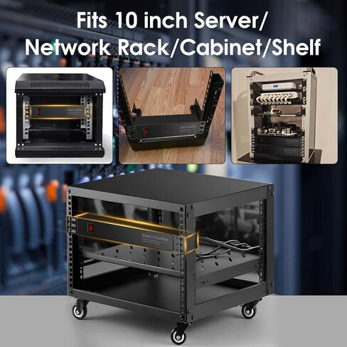 10 inch Rack PDU, 4 Rear Outlets, 1020J Surge Protection &15A Overload Switch, 1U RackMount, Rack Mount Power Strips for 10'' Mini Server Network Cabinets/Rack/Self, 6ft Cable in Saudi Arabia