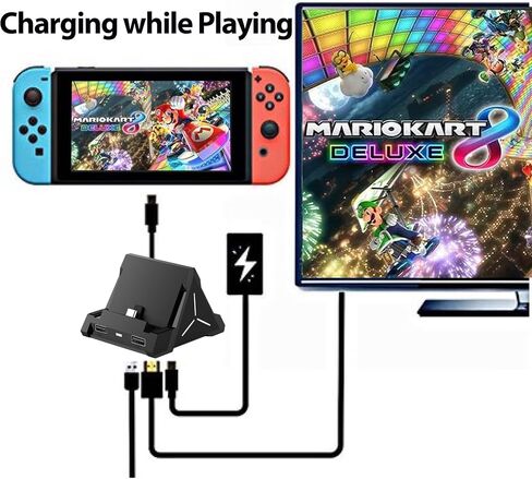 Dock Fits Nintendo Switch Dock, Portable 4K HDMI TV Dock Docking Station for Switch OLED with Type-C and USB Port in Saudi Arabia