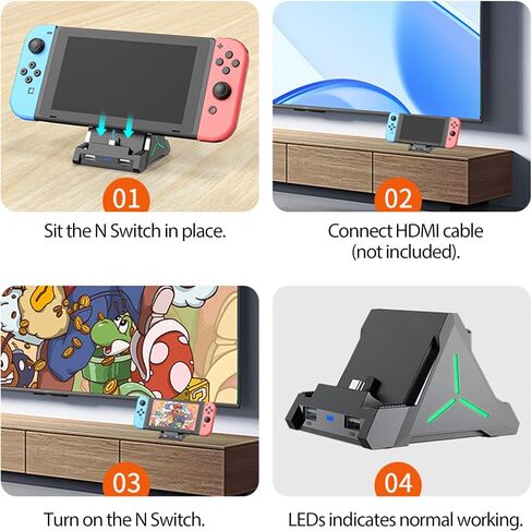 Dock Fits Nintendo Switch Dock, Portable 4K HDMI TV Dock Docking Station for Switch OLED with Type-C and USB Port in Saudi Arabia
