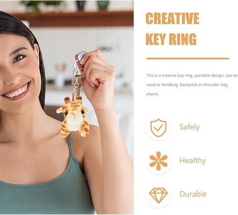 Toyvian Giraffe Keychains Plush Animals Keyring Stuffed Pet Animals Keychain Charm Handbag Pendant for Bag Purse Wallet in Saudi Arabia