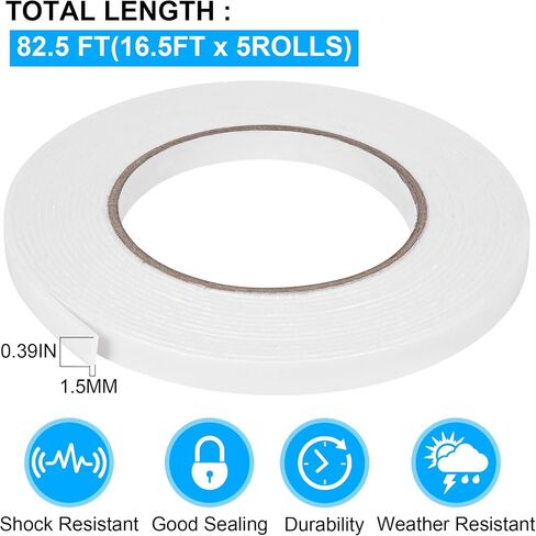 ToLanbbt PE Foam Double-Sided Adhesive Tape -Outdoor and Indoor Super Strong Foam Seal Tape for Automotive Mounting，Weatherproof Decorative and Trim，Car Trim Strip，Photo Frame (33Ft x 1.18" (Black)) in Kuwait