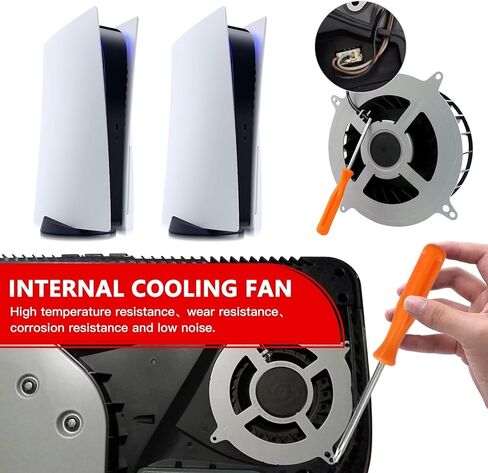 ترقية مروحة تبريد جديدة للتبريد لـ Sony PlayStation 5 PS5 Series Fan 12047GA-12M-WB-01 12V 2.4A 23 BLEDES General 17 Blades G12L12MS1AH-56J14 FAN (مع أداة الافتتاح) in Saudi Arabia