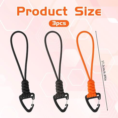 3pcs paracord keychain carabiner ، leanyard braided lanyard chain chain men/women triangle buckle clip clip hight duty hook for car ourdival survival therming haking 3 colors in Saudi Arabia