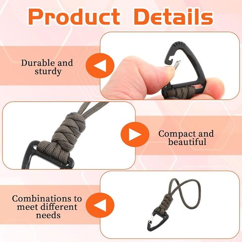 3pcs paracord keychain carabiner ، leanyard braided lanyard chain chain men/women triangle buckle clip clip hight duty hook for car ourdival survival therming haking 3 colors in Saudi Arabia