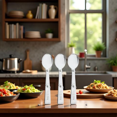 3pcs ملاعق فضية قابلة للطي لـ Thermos funtainer food jar 16 أوقية ، بديلة من الصلب غير القابل للطي للملعقة المعدنية المعدنية التي تقدم ملعقة متوافقة مع الجرار الغذائية المعزولة in Saudi Arabia
