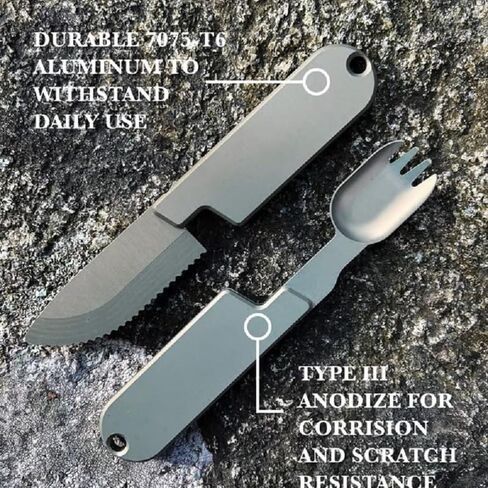 2 in 1 cutlery,Camping Eating Utensils Set Detachable Pocket Wilderness Fork and Spoon Tool,Multifunction Practical Tableware for Travel,Hiking,Wilderness，Equipped with cutlery protection bag(1Set) in Saudi Arabia