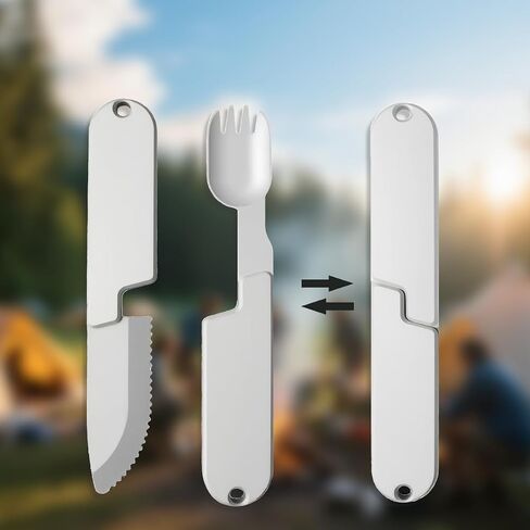 2 in 1 cutlery,Camping Eating Utensils Set Detachable Pocket Wilderness Fork and Spoon Tool,Multifunction Practical Tableware for Travel,Hiking,Wilderness，Equipped with cutlery protection bag(1Set) in Saudi Arabia