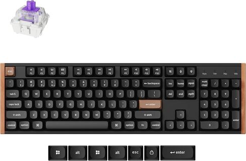 Keychron K10 HE QMK Wireless Gaming Custom Mechanical Keyboard, 2.4 GHz/Bluetooth/Wired Full-Size Hot-Swappable Programmable RGB Backlit Gateron Magnetic Switches for Mac Windows, Wood Frame-Black in Saudi Arabia